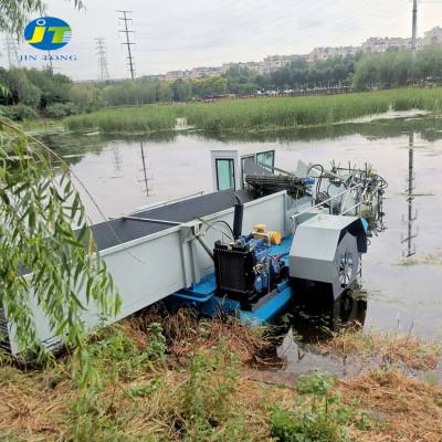 南京中型全自动水面浮萍打捞船 芦苇收割船 水花生收割打捞保洁船