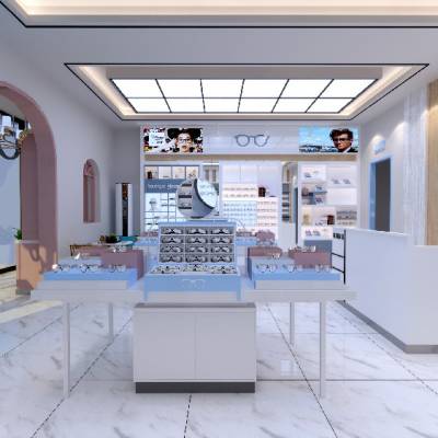 海淀复古风格眼镜店展柜设计装修