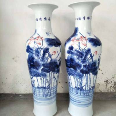 高1.8米陶瓷大花瓶，景德镇迎客松落地大花瓶摆件，陶瓷花瓶工艺品