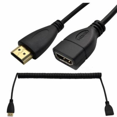 连达厂家订做 HDMI 高清线 伸缩线1.4版 弹簧迷你hdmi 弯头 音视频连接线
