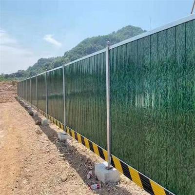 施工建筑组装式围挡 草绿色工程围蔽 蓝色彩钢板拼装护栏