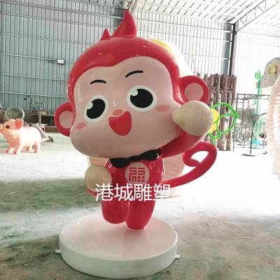 企业文化猴子卡通玻璃钢动漫猴王雕像IP商标logo形象立体公仔雕塑