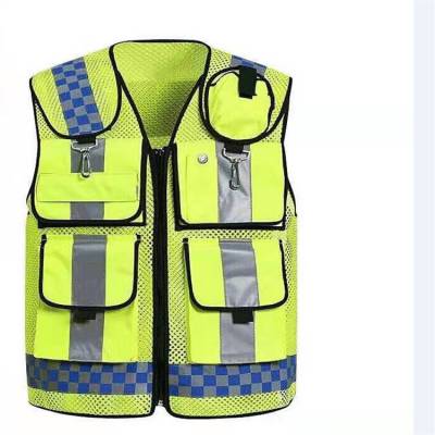 荧光黄交通反光背心反光背心反光马甲交通反光衣反光服五口袋