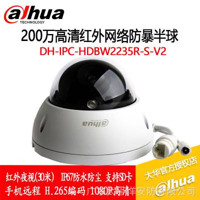 大华200万红外网络防暴SD半球监控摄像星光DH-IPC-HDBW2235R-S-V2