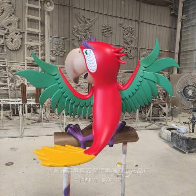 玻璃钢动物雕塑 仿真鹦鹉定制 园林景观摆件定制