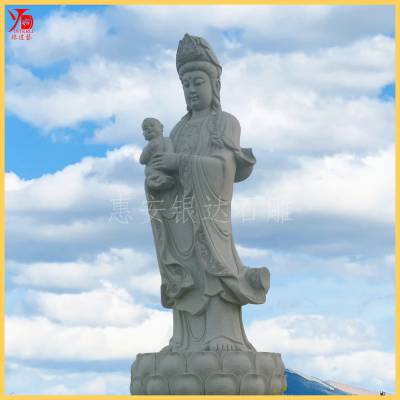 抱子观音石雕花岗岩石材雕刻观世音菩萨寺庙佛像雕塑福建工厂定做