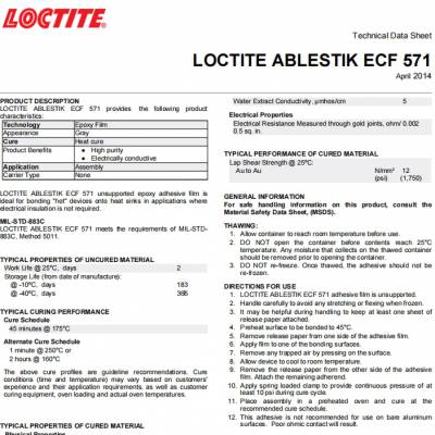 德国汉高LOCTITE ABLESTIK ECF 571 灰色环氧薄膜 微电子封装