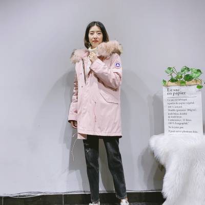 冬季防寒热卖单品 大毛领派克服 可拆卸獭兔毛内胆 广州服装市场品牌折扣女装批发