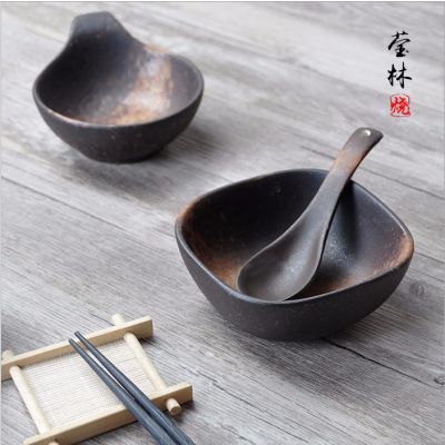 创意韩日式和风米饭碗陶瓷餐具小汤碗创意复古个性简约磨砂陶瓷器