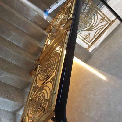 流行铜板艺术雕花楼梯护栏 洋房使用金属k金围栏wd-2393