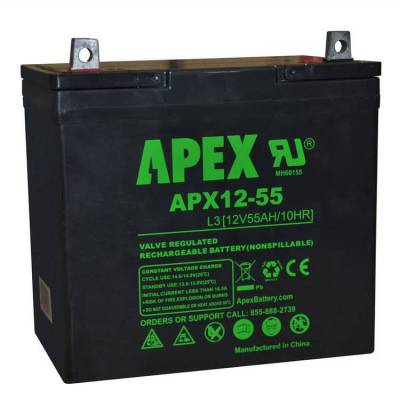 美国APEX蓄电池APX12-55 12V5***H/10HR基站储能 直流屏 UPS电源