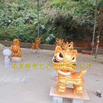 南粤狮子王卡通形象雕塑动漫玻璃钢醒狮文化模型雕像
