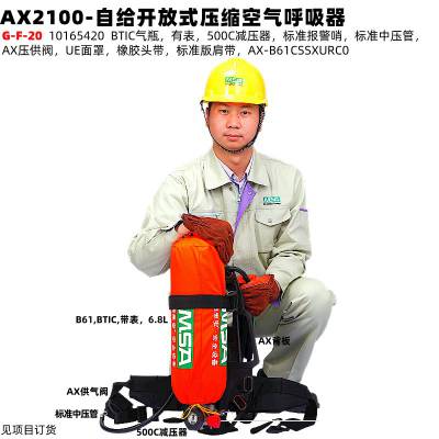 梅思安AX2100 G-F-20 10165420 6.8L BTIC带表气瓶标准中压管自给开路式压缩空气呼吸器