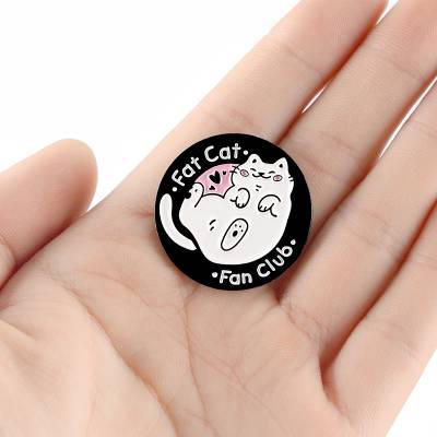 金属烤漆创意可爱胖猫动物胸章工厂俱乐部徽章订制