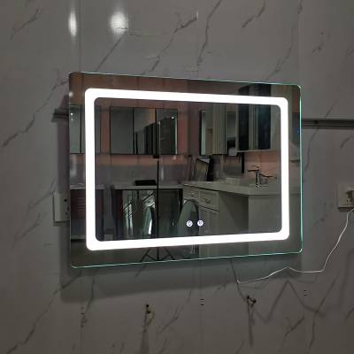 酒店智能浴室镜批发led发光防雾方形镜子洗手间触摸屏智能镜工厂