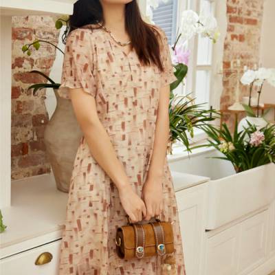 品牌折扣素言夏款碎花连衣裙棉麻宽松显瘦文艺长裙尾货货源