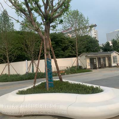 uhpc无机石人造石花坛圆弧异形混凝土树池预制暖白色水磨石
