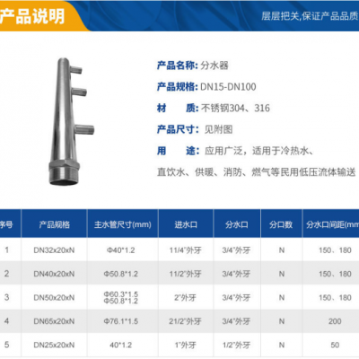 厂家定制直销不锈钢分水器