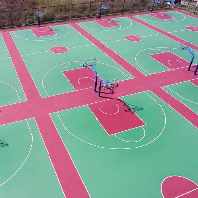 河北唐山篮球场丙烯酸场地翻新承接标准球场地胶铺设