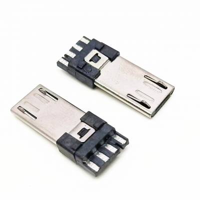 MICRO USB 5PIN加长公头 ***后四 焊线式5-4 外露11.0 带卡勾