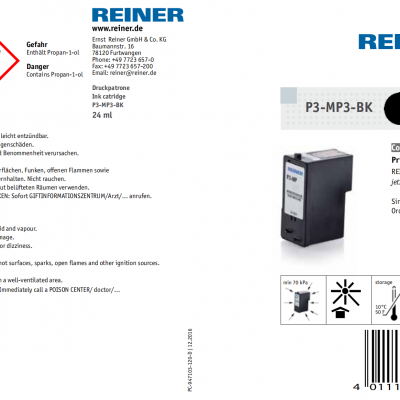 德国REINER喷墨打印机、墨盒P3-MP3-BK JETSTAMP970 更换简便