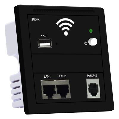 300M双LAN网口入墙壁路由器USB面板AP