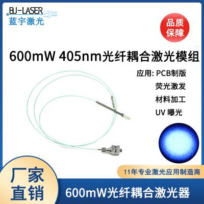 定制405nm600mw光纤耦合激光器CTP制网光纤激光器紫光纤密排激光模组