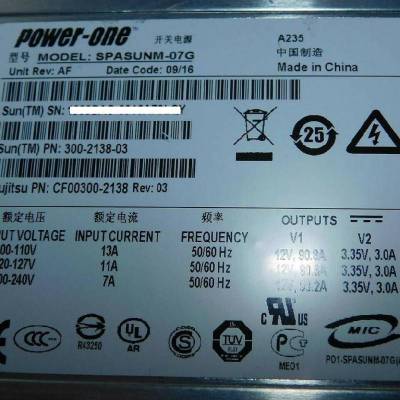 Power-One 300-2138-02 300-2138-03 T5240 Sun服务器电源