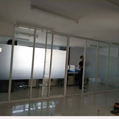 办公室玻璃隔断墙铝合金隔音玻璃房间钢化磨砂百叶屏风高隔间定制