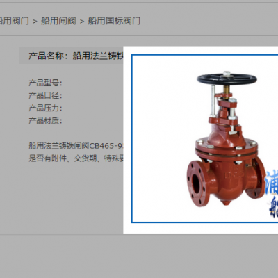 船用法兰铸铁闸阀CB465-95