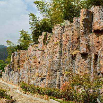 桐庐园林景观石 塑石假山施工 水泥直塑假山案例