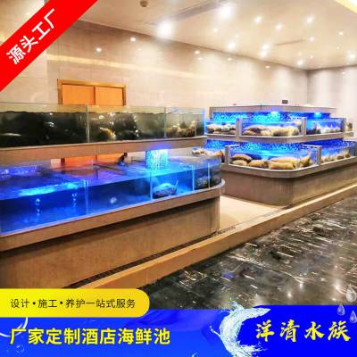 湘潭超市酒店饭店鱼缸 恒温可控 变频制冷机组 设计定做安装