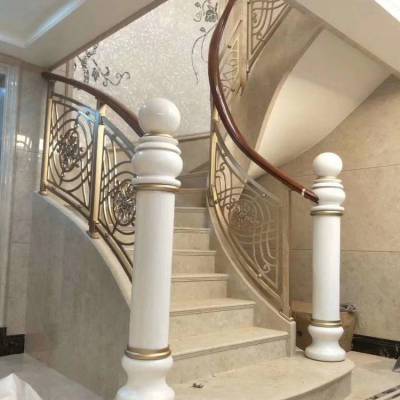 莱芜设计玫瑰金铜楼梯护栏 别墅新中式铜楼梯扶手彰显东方美