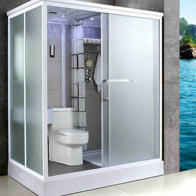 淋浴房隔断卫生间浴室干湿分离不锈钢玻璃一字型整体洗澡间推拉门