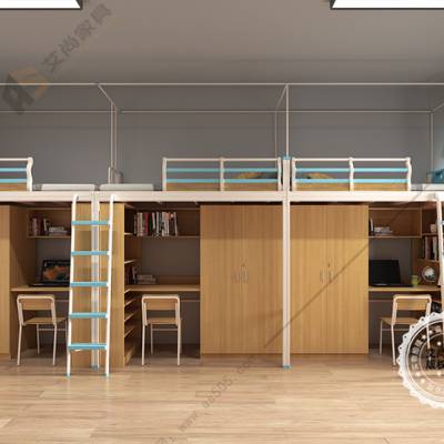 大学三连体公寓床设计定制 广东艾尚家具 学生宿舍铁架床