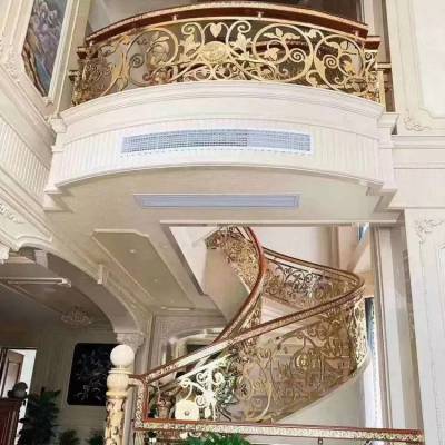 安装铜艺栏杆 设计别墅室内工程建筑铝板楼梯扶手ysA0073