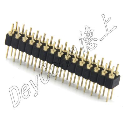 德上电子圆孔排针排母 圆孔排针间距2.54 塑高3.0 双排180度直插 针长11.96