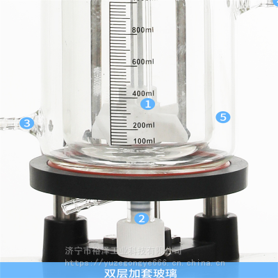 实验室1L2L3L5L单层玻璃反应釜智能加装恒温加热反应器真空搅拌