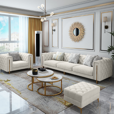 广东美式轻奢港式后现代客厅免洗科技布拉扣大户型转角贵妃沙发组合