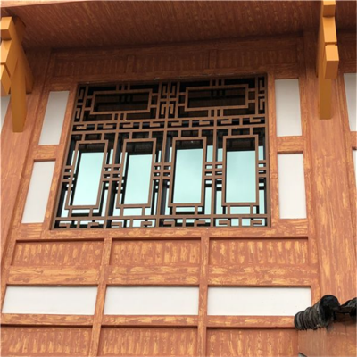 定制新中式仿古铝窗花木纹格栅铝屏风 铝合金花格窗雕花护栏装饰