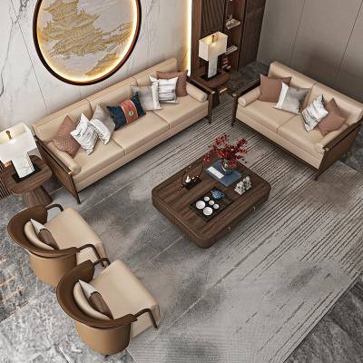 新中式沙发简约禅意客厅别墅现代全实木布艺轻奢***组合家具