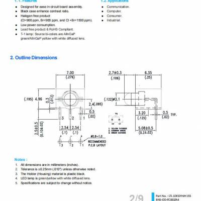 LTL1DEGYHJH155黃光和綠光雙燈 光寶廠家渠道貨源