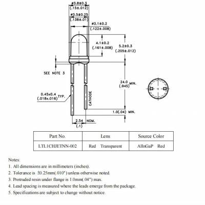 LTL1CHJETNN-002型号 f3圆头晶体管二极管 3mm灯珠LED批发厂家