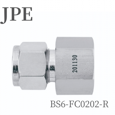 JPE直通卡套接头316 BS6-FC0202-R内螺纹BSPT接口尺寸1/4"