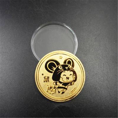 00纪念章定制金属十二生肖镀金金属工艺礼品鼠年纪念广