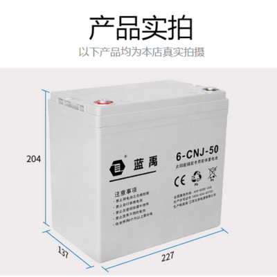 蓝禹蓄电池6-CNJ-38 12V38AH胶体免维护型 太阳能光伏照明电源