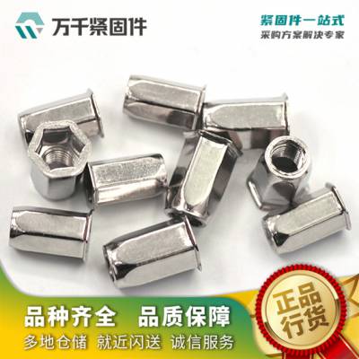 小沉头全六角铆螺母 不锈钢（304/316）碳钢 合金钢 万千紧固件