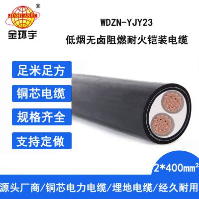 金环宇电线电缆 WDZN-YJY23-2X400平方 低烟无卤阻燃耐火电力电缆报价
