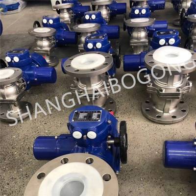 自产自销 Q941F46-16P 防爆电动带手动衬氟法兰球阀 耐腐蚀电动球阀