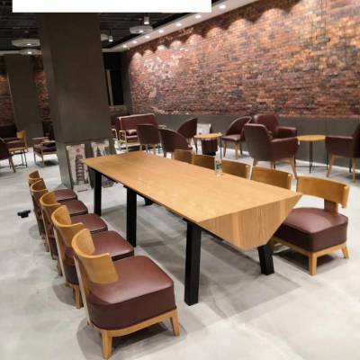 湖北星巴克家具供应商 ST-05星巴克长桌 星巴克实木椅 韩尔咖啡厅桌椅定制